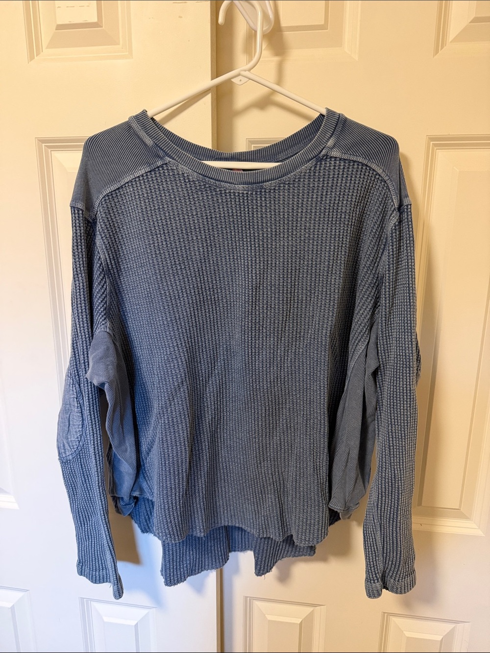 FREE PEOPLE Lightweight Waffle Knit Long-Sleeve Top - Blue